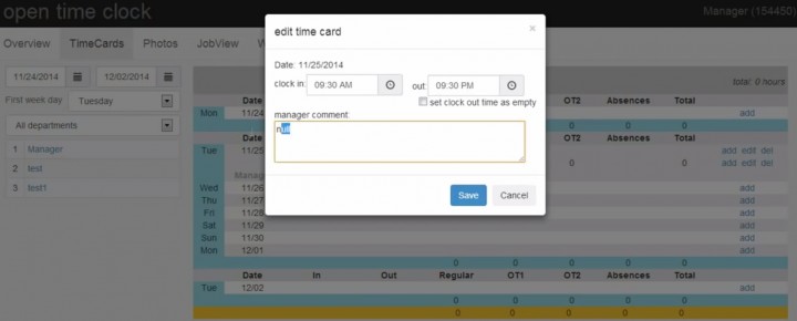 pointeuse en ligne gratuite gestion du temps Open Time Clock