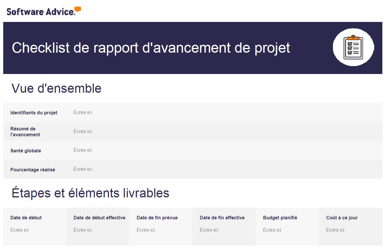 Fiche de suivi de projet : faire un rapport d’avancement