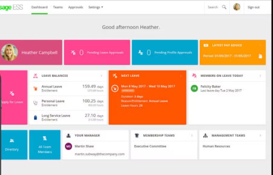Screenshot of employee dashboard in MicrOpay payroll software