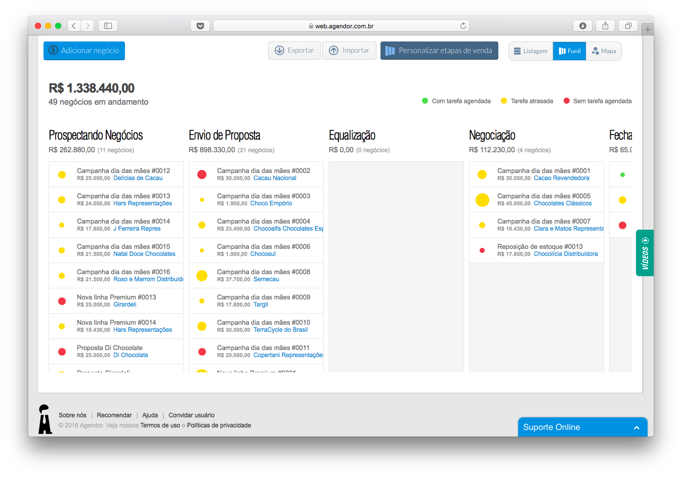 Captura de tela do Agendor