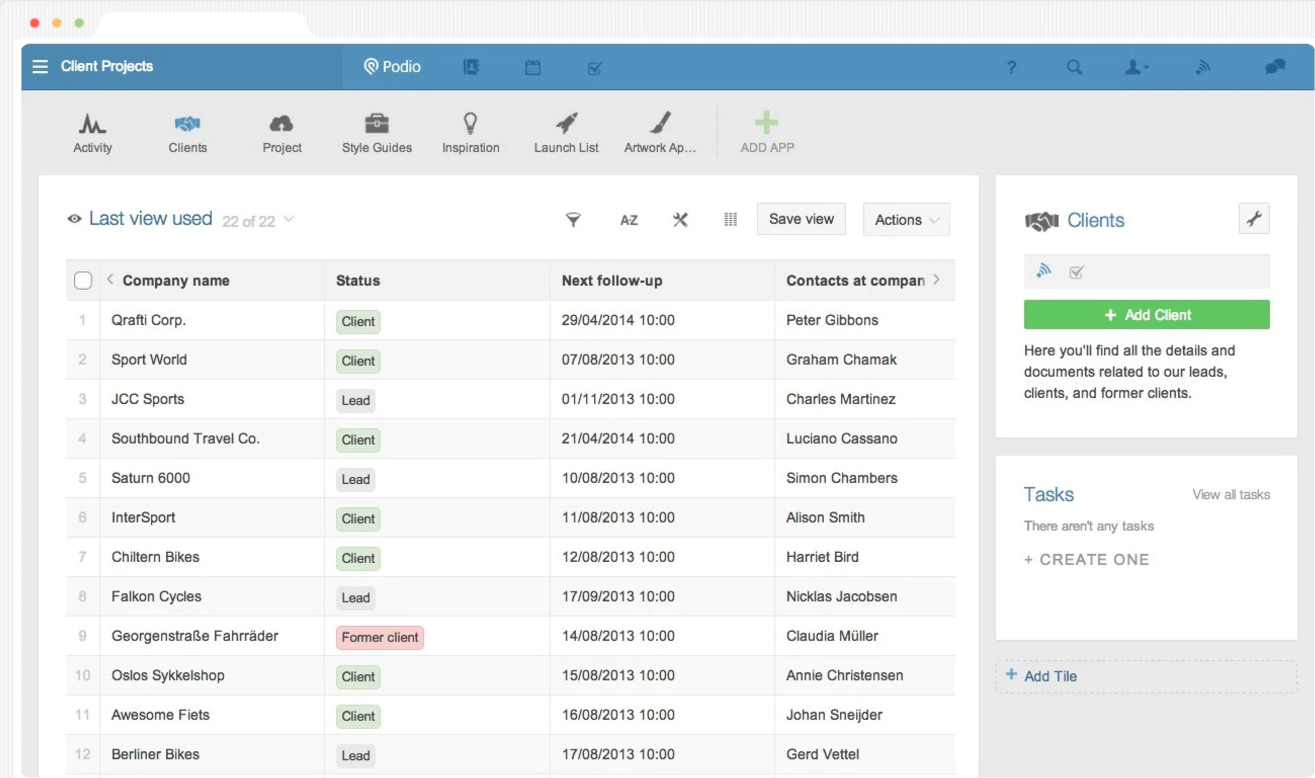 Podio_Screenshot logiciel podio