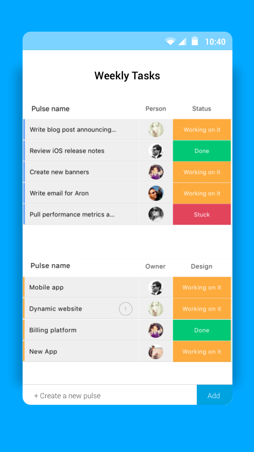 Projektmanagement-Apps für Android monday.com