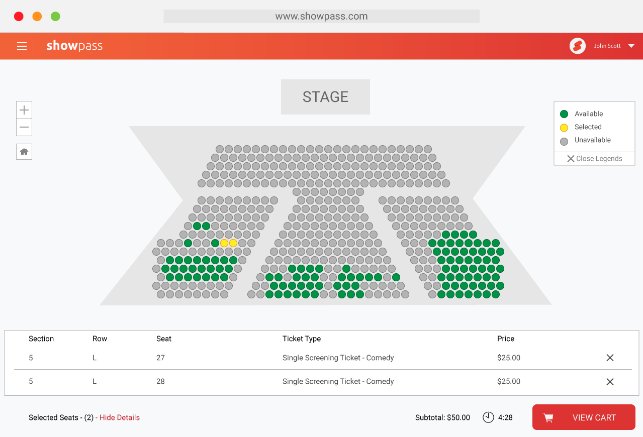 Showpass seat reservations