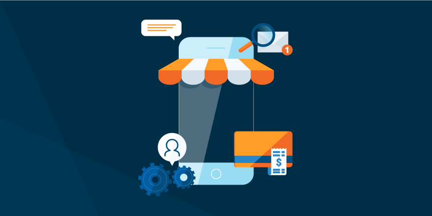 Header image showing a mobile phone used for checkout-free shopping