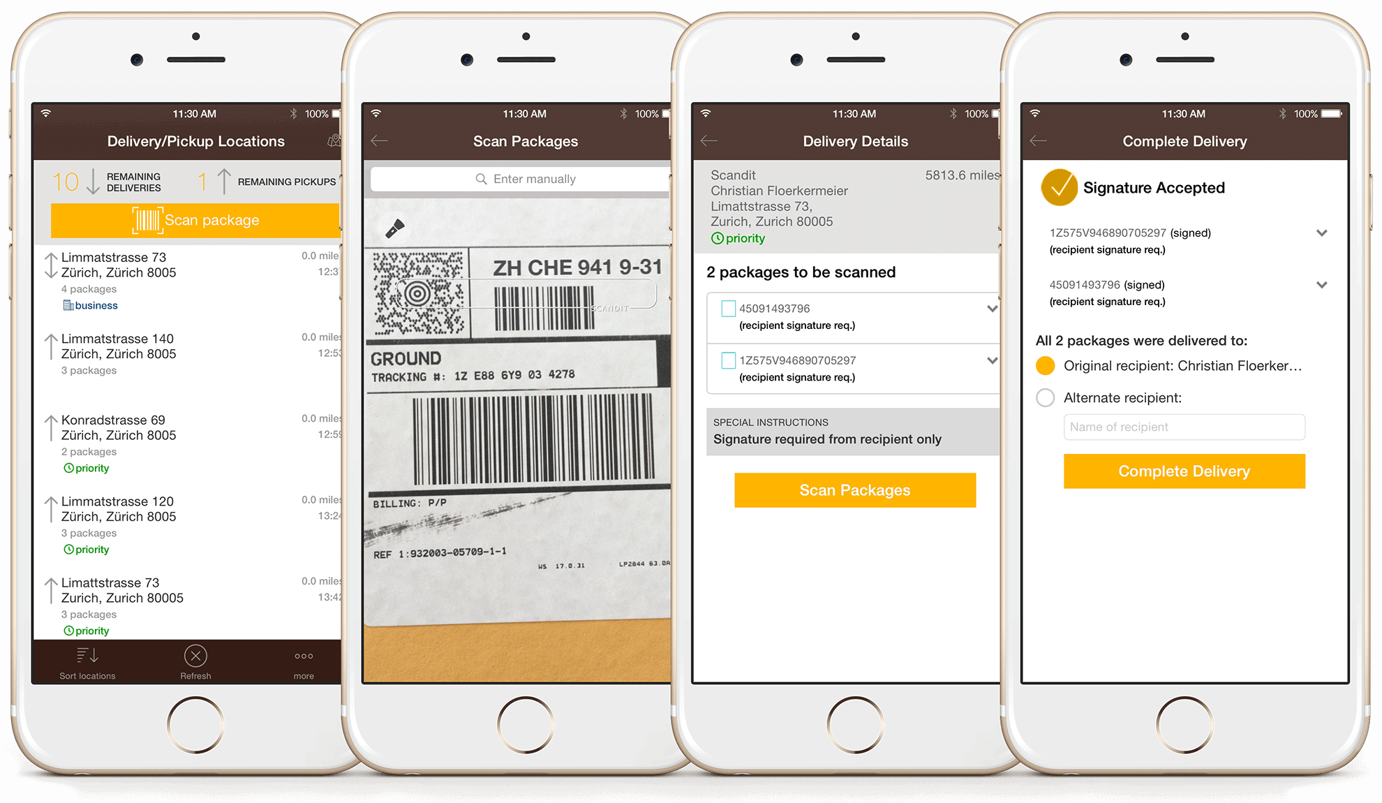 captura de tela leitor confirmação de entrega scandit
