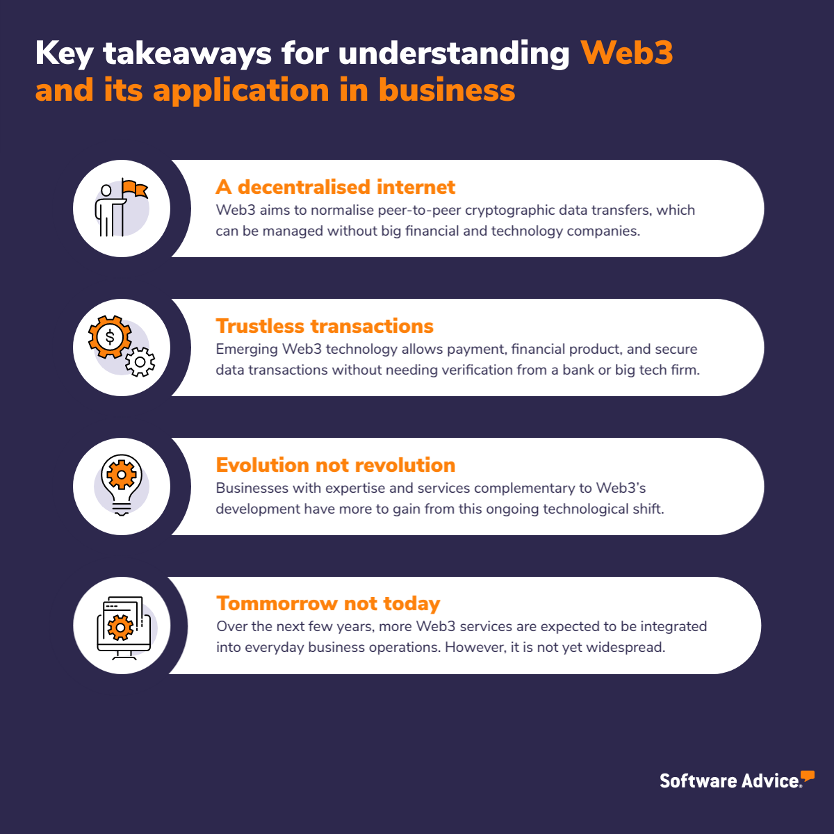 graphic depicting key takeaways of Web3 for businesses