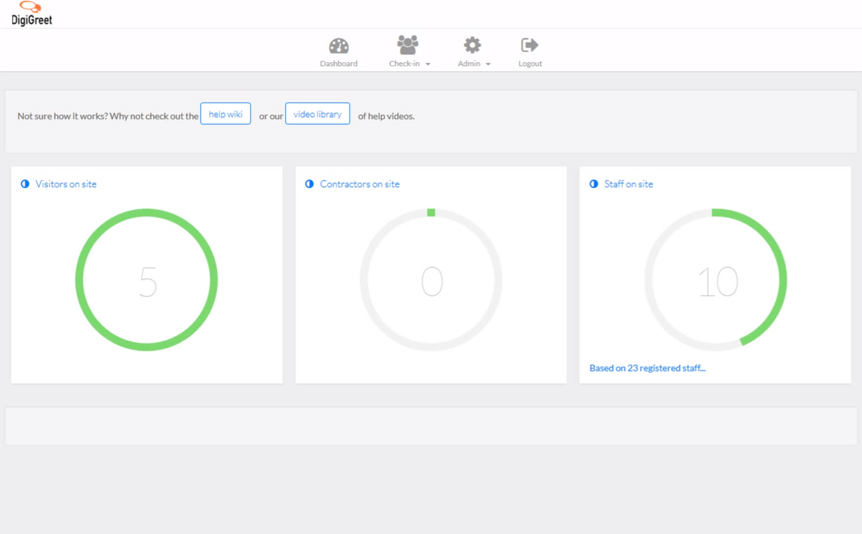 DigiGreet visitor management control panel
