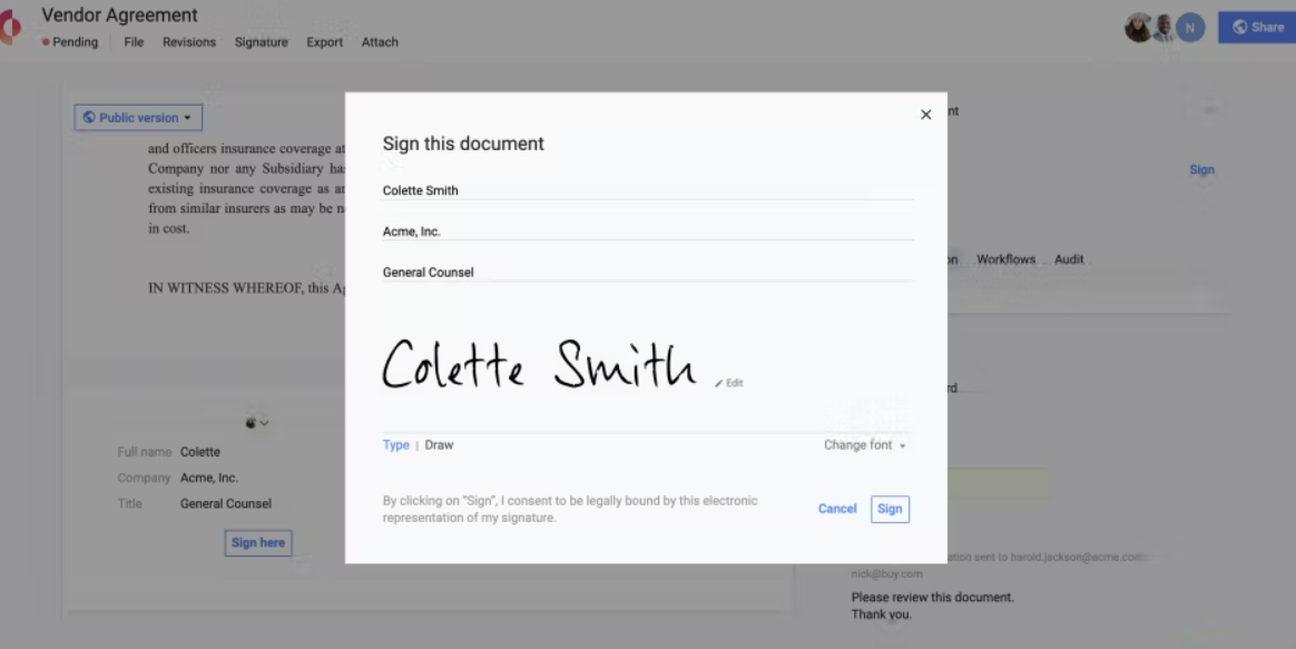 Concord allows bulk signature and helps users download fully-executed documents