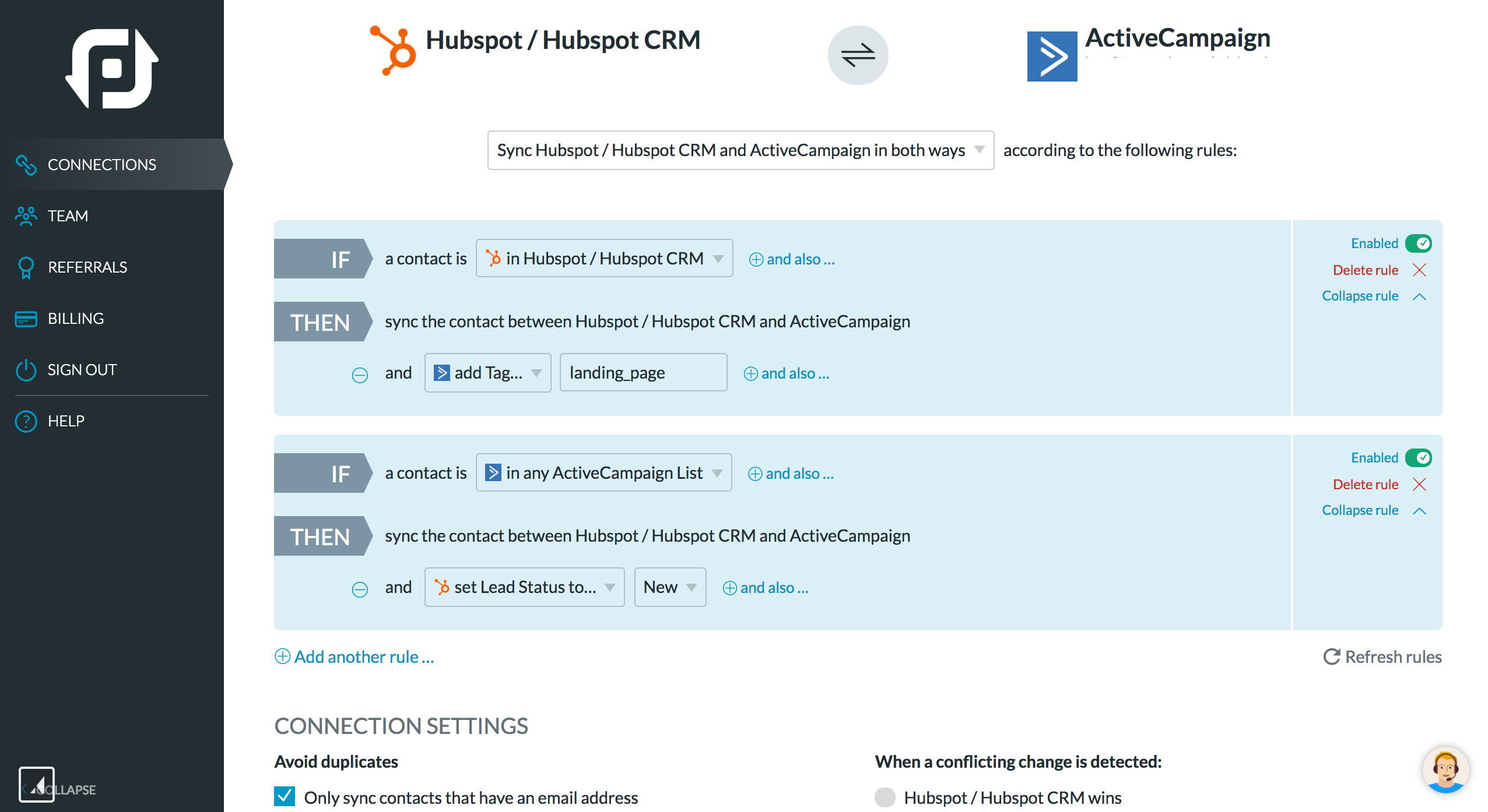 Integrationsbeispiel in PieSync 