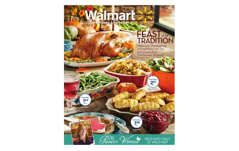 Walmart seasonal bundling promo for Thanksgiving showing multiple dishes on a table