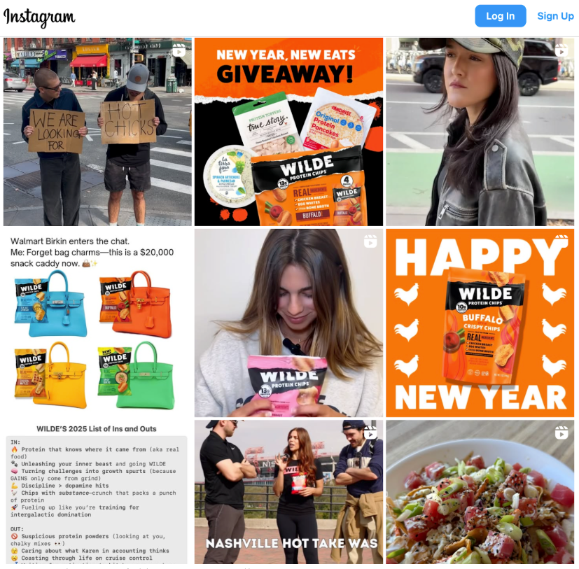 Instagram feed shows posts on giveaways and live taste tests