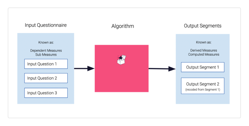 the chart shows the input questionnaire processed by an algorithm and turned into segments.