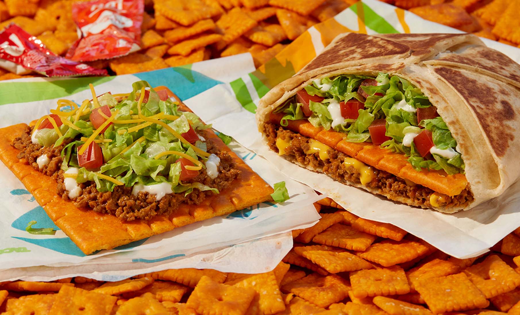 Taco Bell x Cheez-It Crunchwrap and Tostada product