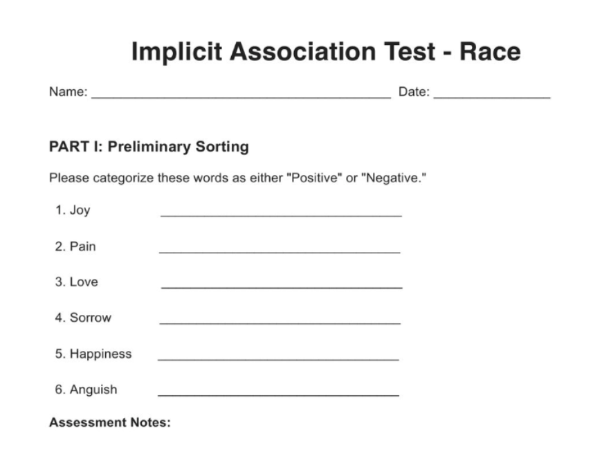 Implicit Association Test - Race example