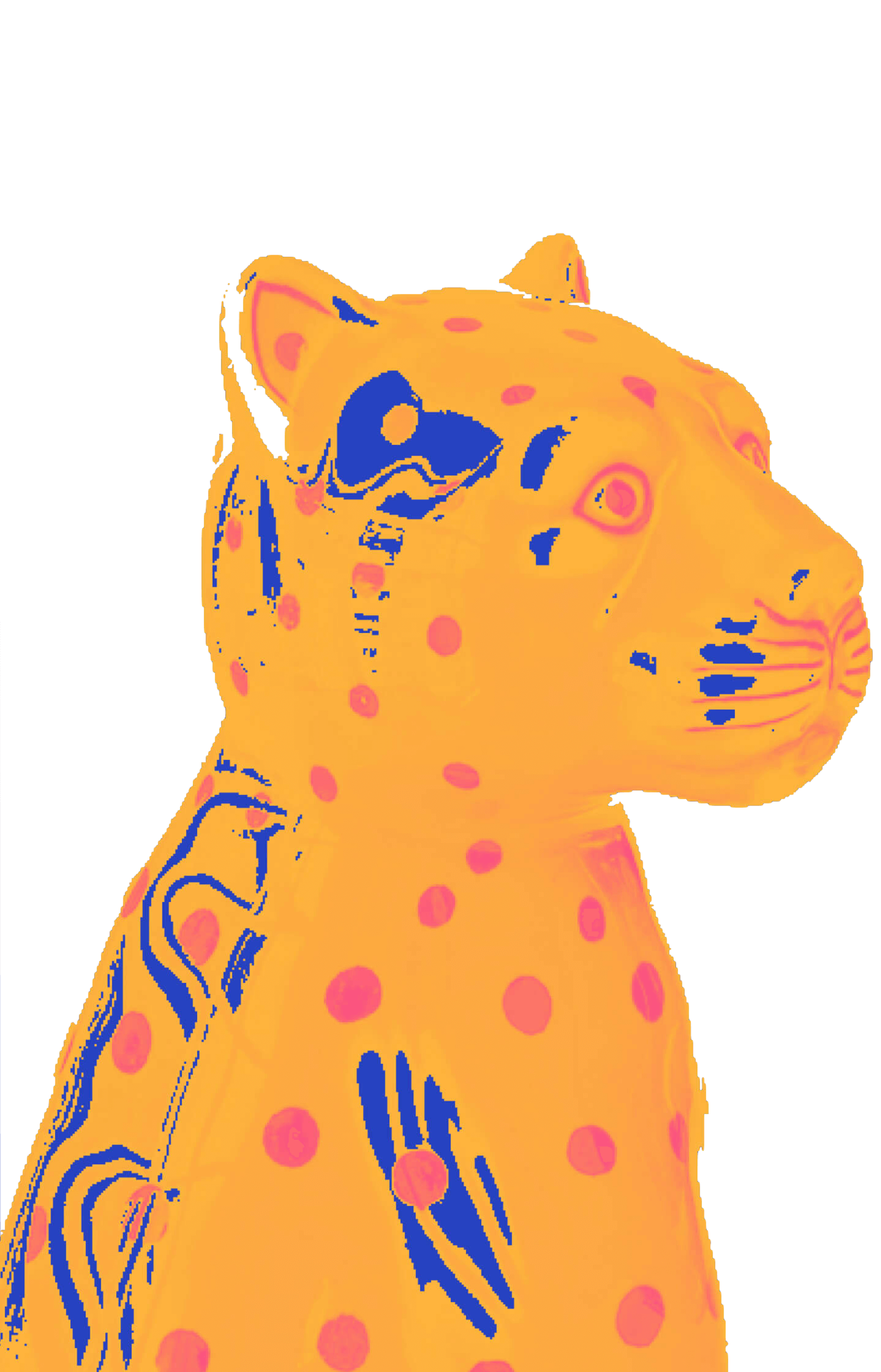 A duotone image of a jaguar on a transparent background