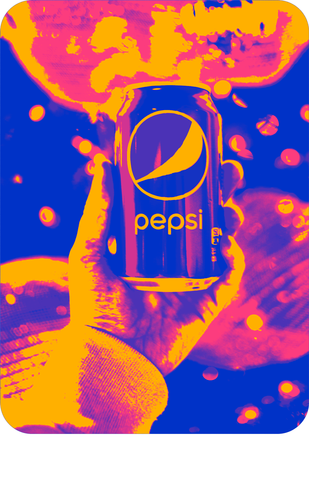 A hand holding a can of Pepsi.