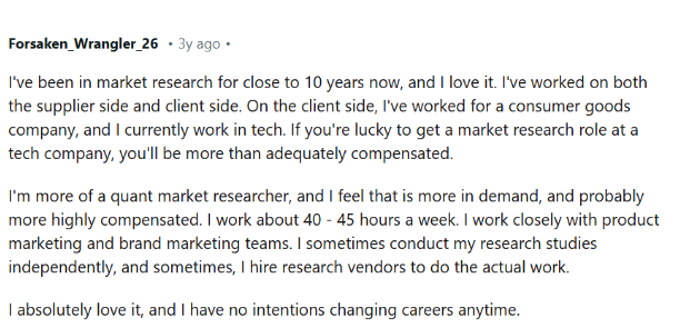 Redditor on their quantitative market research role