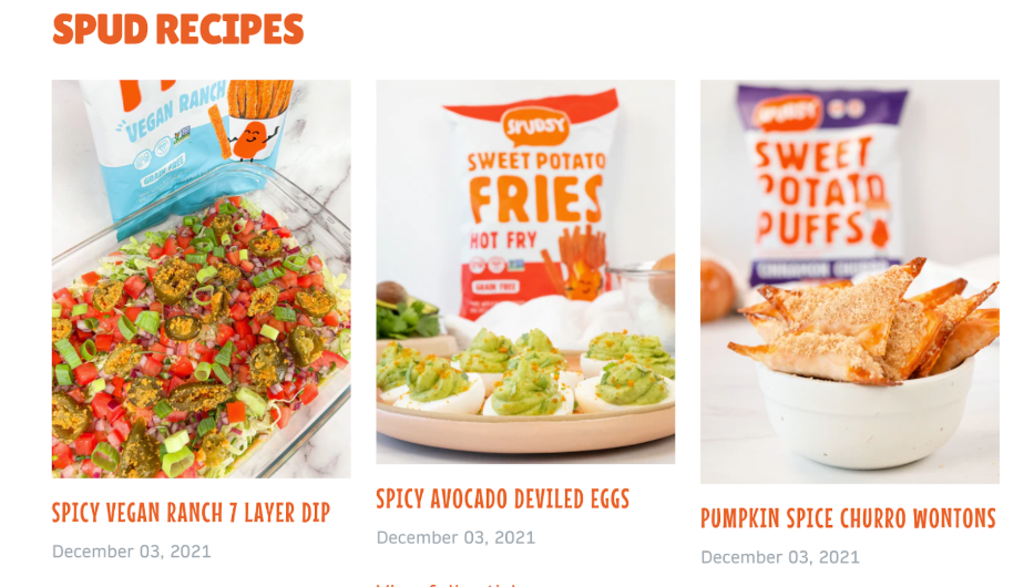 Spudsy feature several different recipes using their snacks 