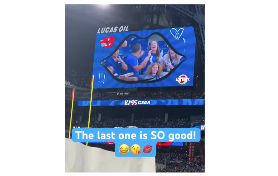 Football game kiss cam footage on YouTube Shorts