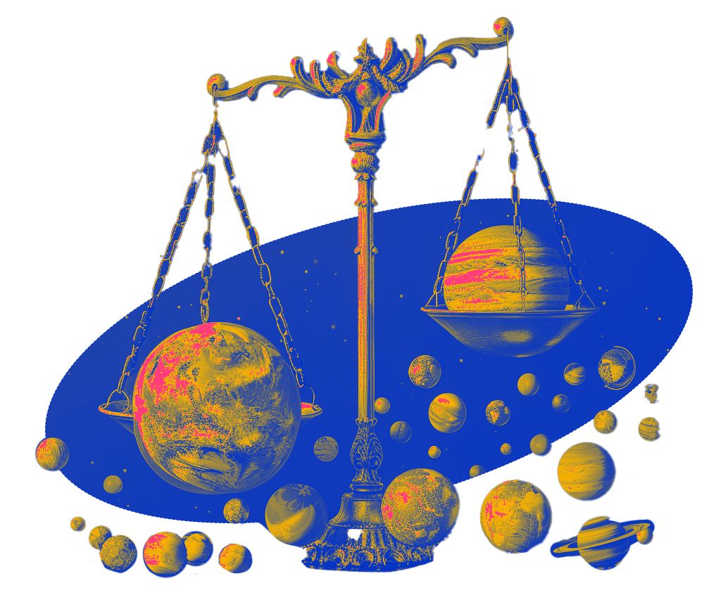 Global & local webinar. A scale balancing several planets.