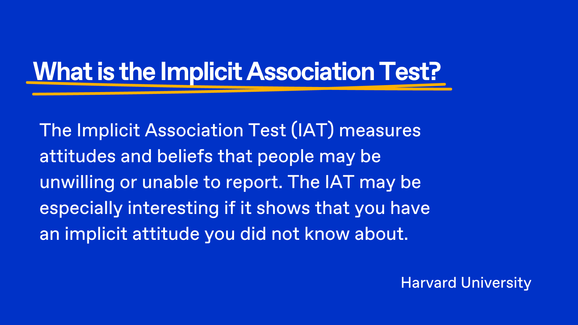 definition of the Implicit Association Test by Harvard University