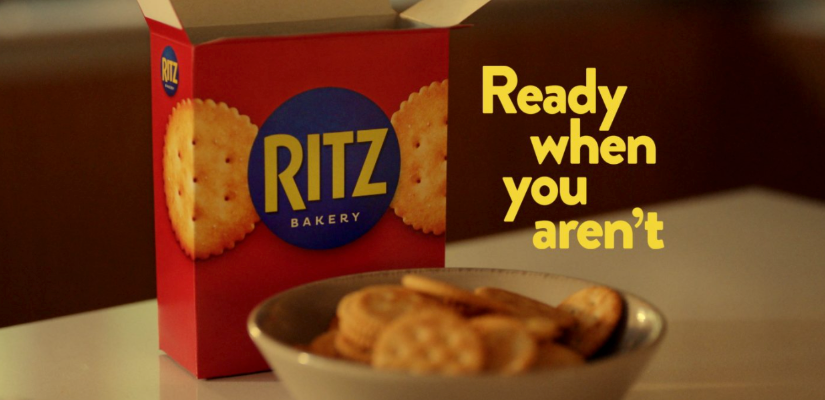 Ritz crackers featured beneath the tagline: Ready when you aren’t