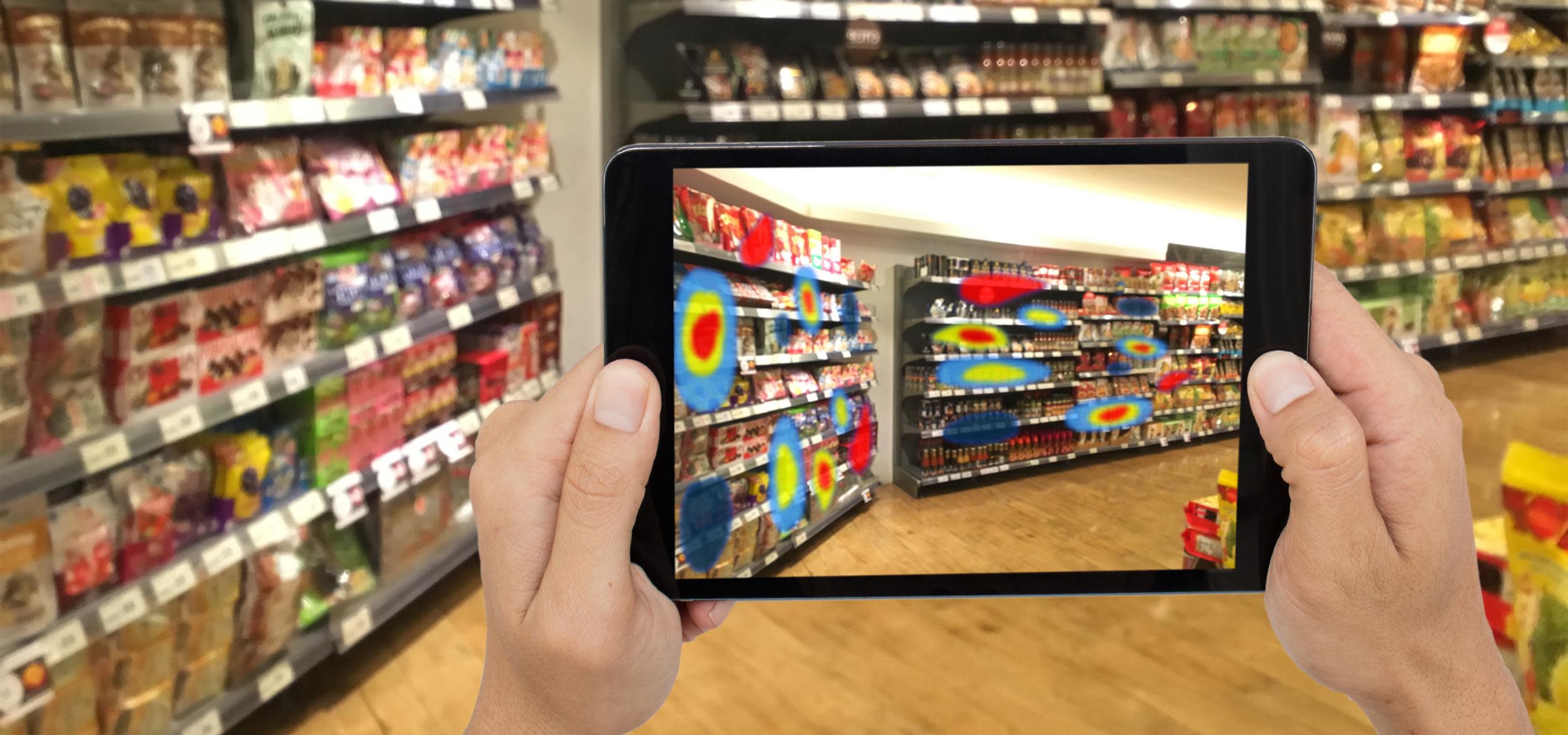example of computer vision technology heat map results based off shopper behavior in store
