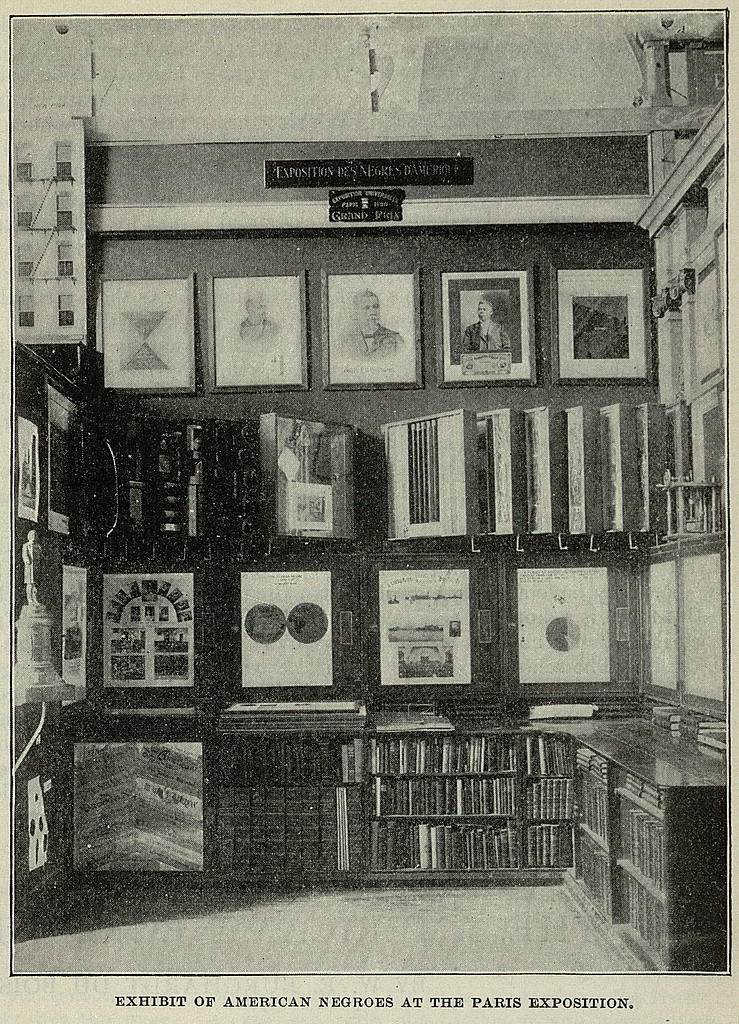 Installation view of the Exhibition of American Negroes at the Exposition Universelle in Paris, 1900. From American Monthly Review of Reviews 22, no. 130 (November 1900): 576. Photo: https://www.loc.gov/pictures /item/2001697152/