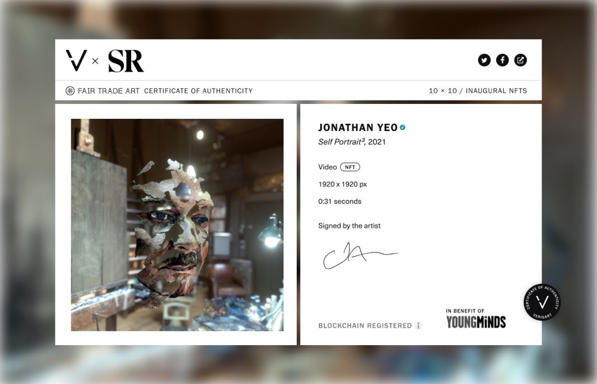 Jonathan Yeo, Self Portrait³, Certificate of Authenticity by Verisart, courtesy of Verisart.