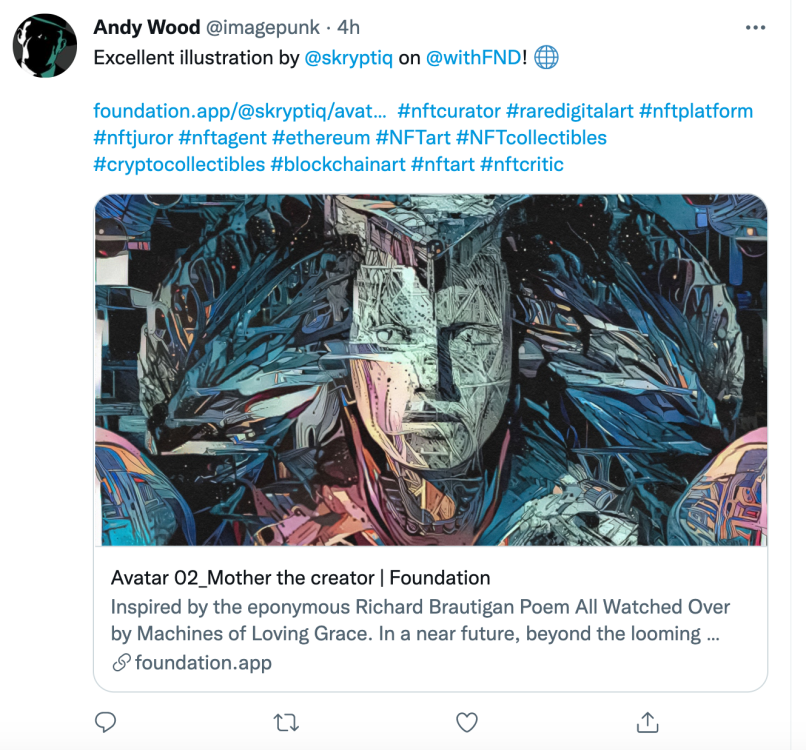 A screenshot from NFT artist Andrew Wood’s Twitter feed, source: Andrew Wood (@imagepunk)