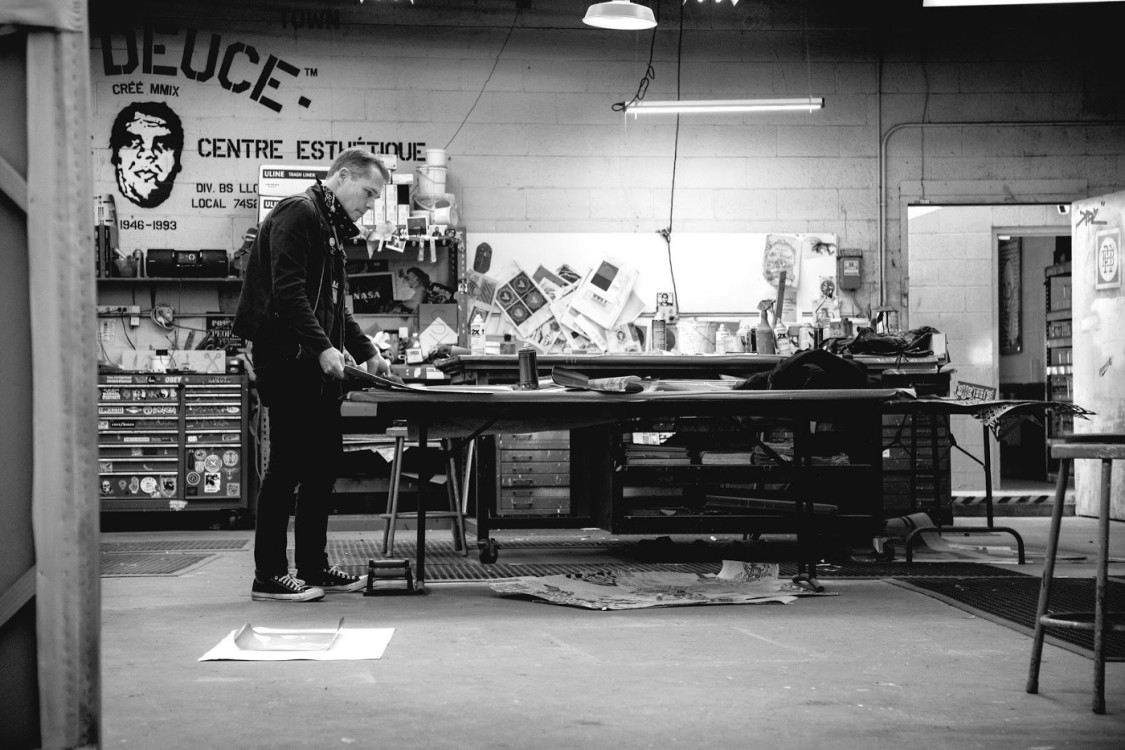 Shepard Fairey in his studio, courtesy of the artist.