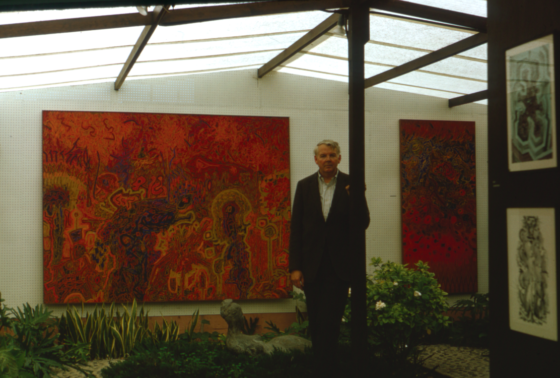 Lee Mullican in solo exhibition, Museo Nacional de Bellas Artes, Santiago Chile, 1968, courtesy of Marc Selwyn Fine Art and Estate of Lee Mullican