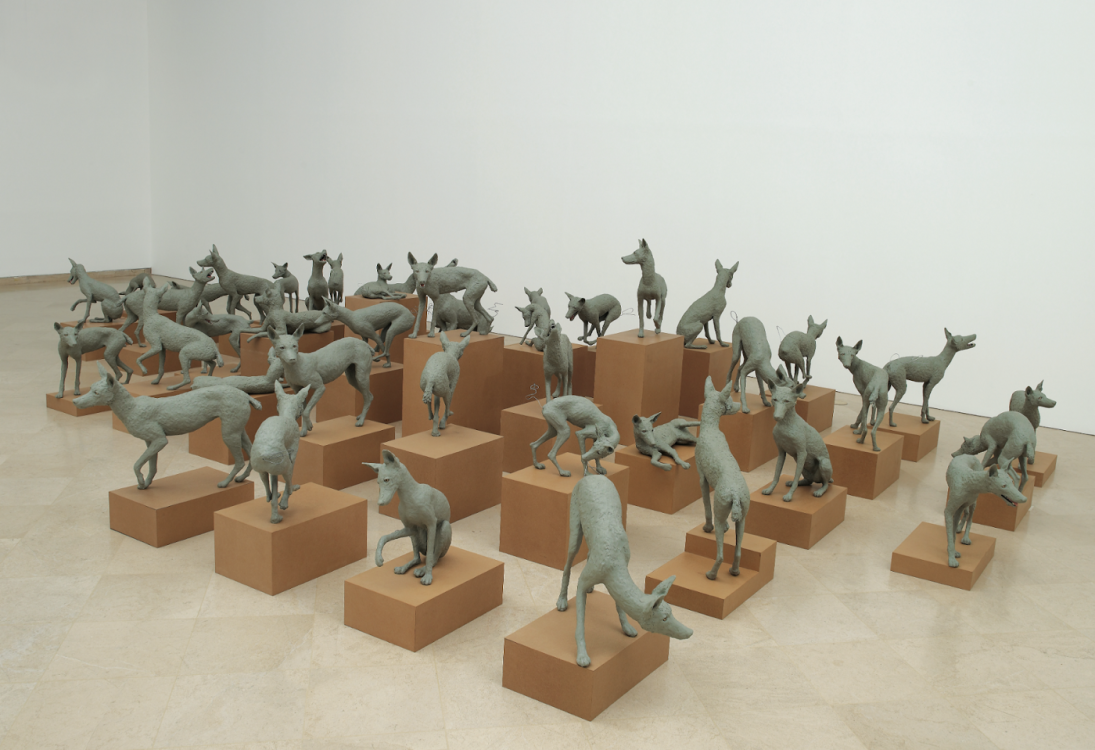 Michael Joo, The Pack, 2002; oil clay, urethane foam, MDF board; courtesy of the artist and Kavi Gupta, Chicago