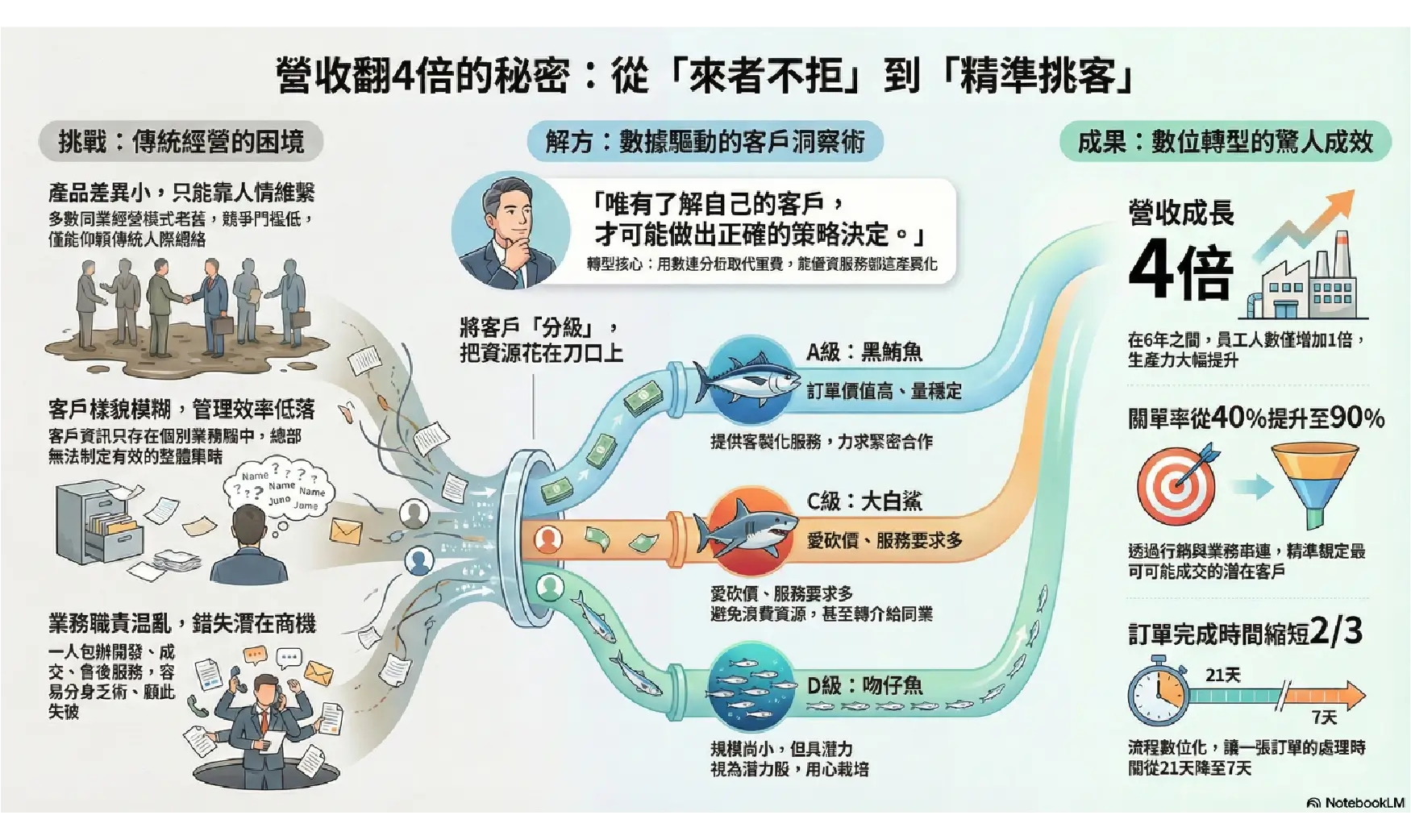 營收翻4倍的秘密  ：從「來者不拒」到「精準挑客」