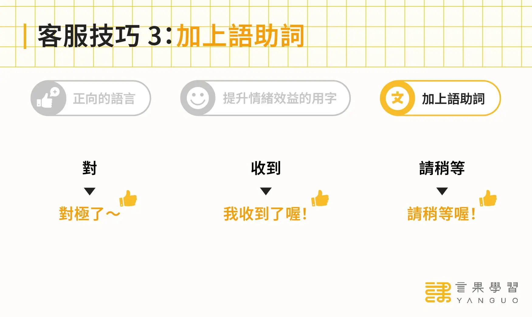 客服技巧 3 加上語助詞