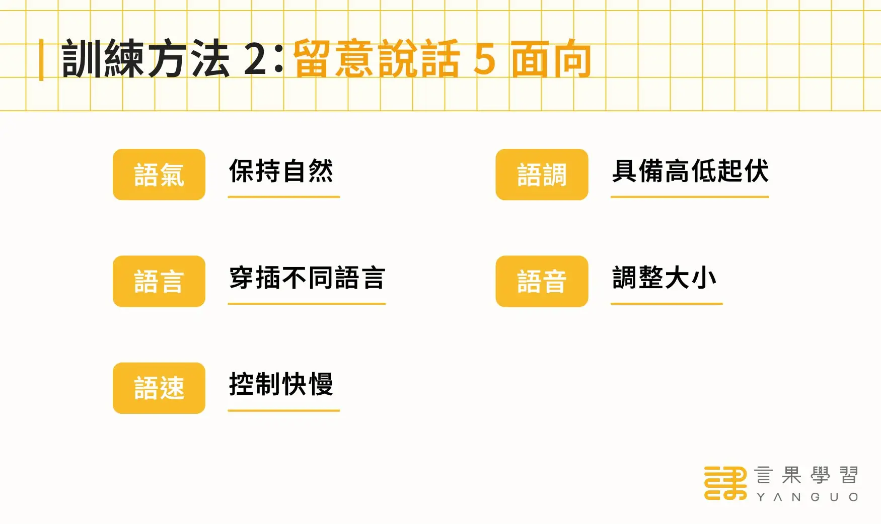 口語表達能力訓練方法 2:留意說話 5 面向