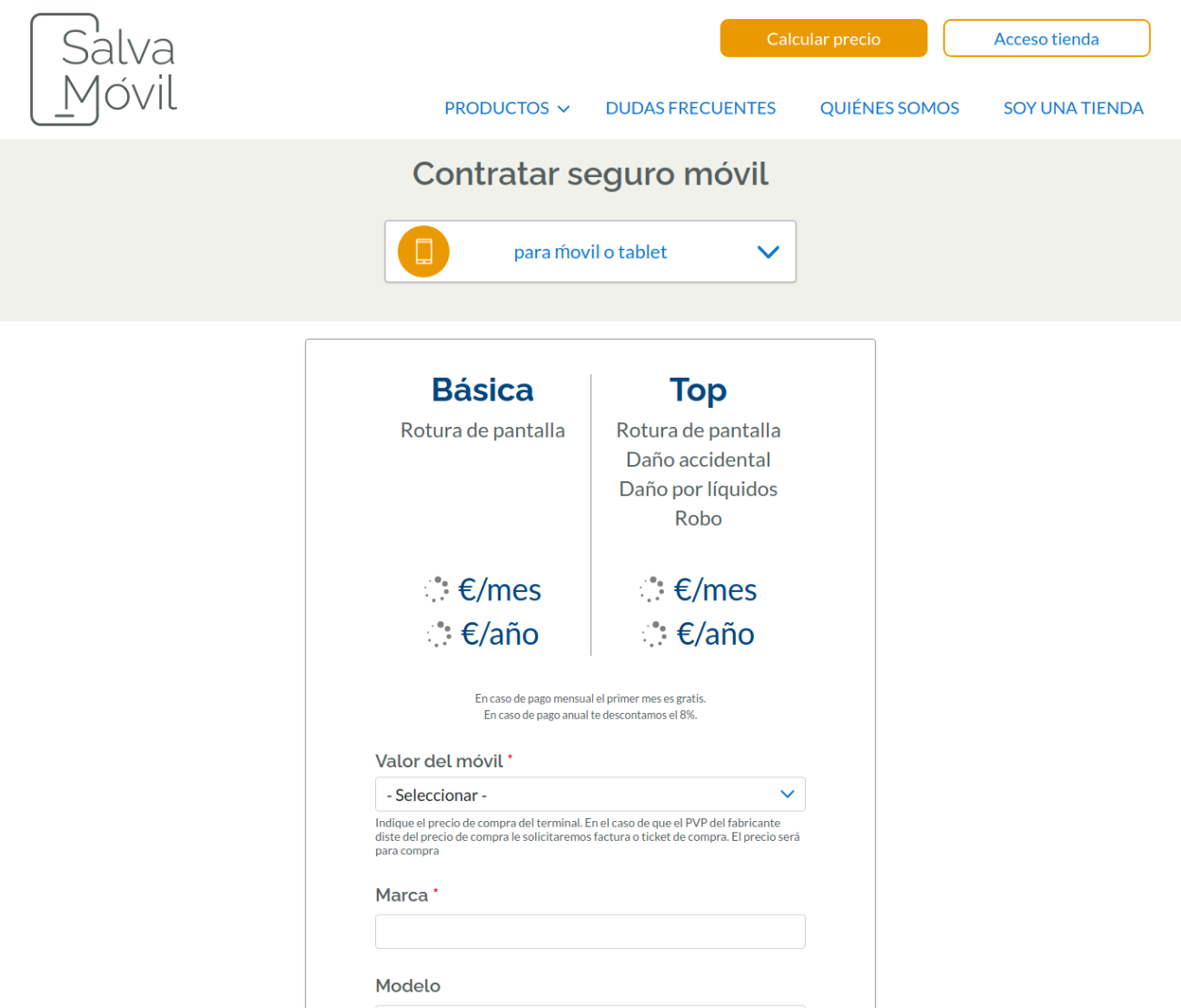 SalvaMóvil - Hire a policy