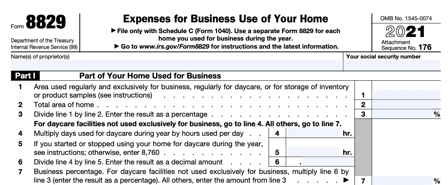 part of Form 8829, "expenses for business use of your home"