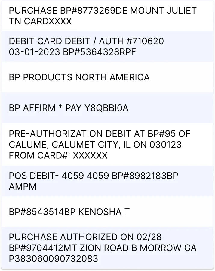 8 ways a gas fill up at BP could show up on a bank statement.