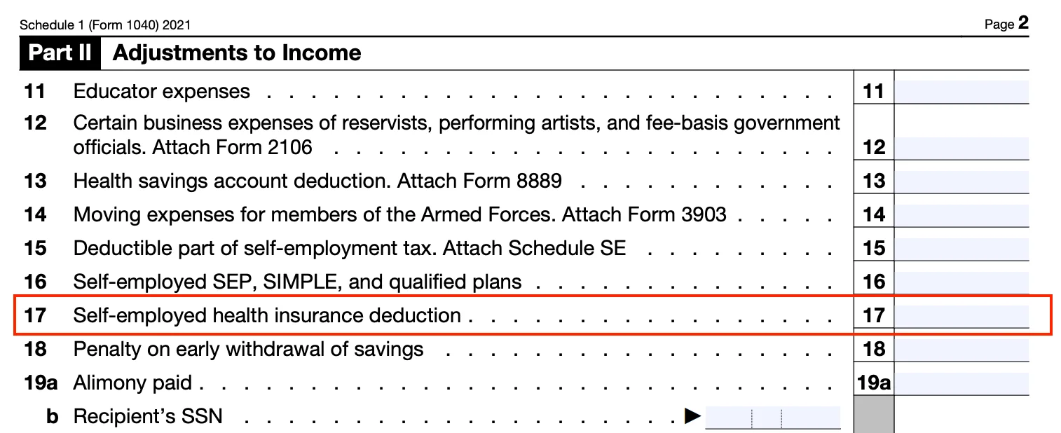 Part II of a blank Schedule 1, with line 17 circled in red