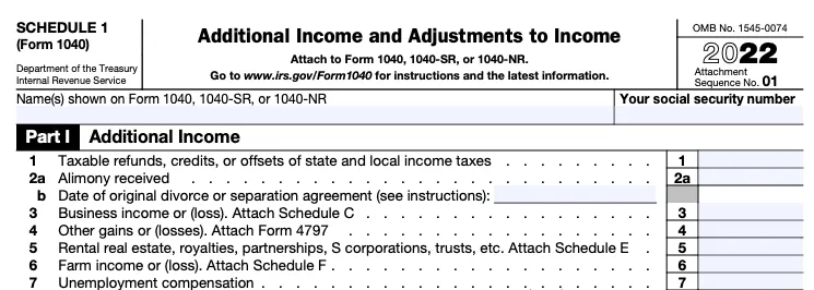 Top part of a blank Schedule 1