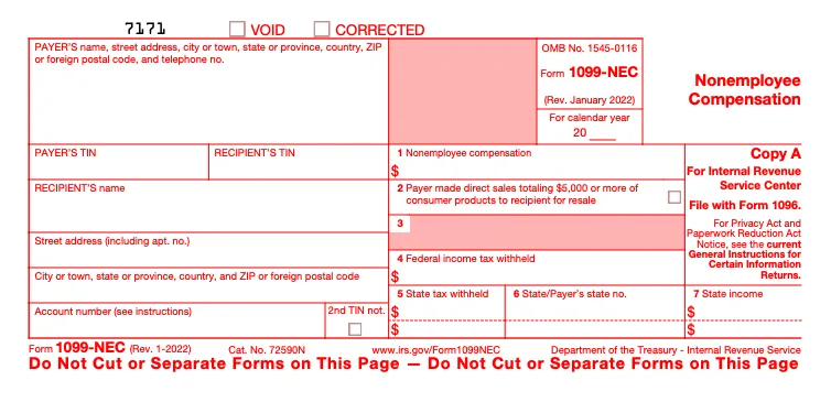 1099-NEC vs 1099-MISC: Red Copy A of a 1099-MISC