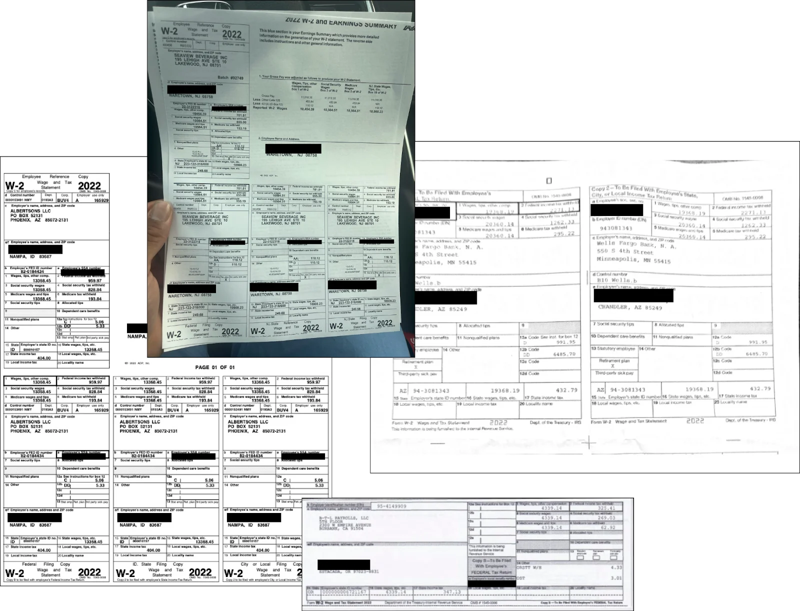 A sample of real W-2 PDFs, including an image turned to PDF with a thumb in it!