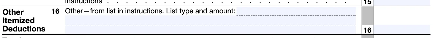 box 16 of schedule A of form 1040