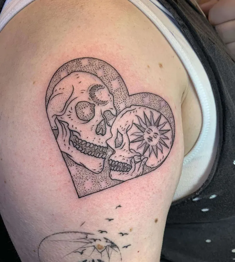 Skulls in Love Heart