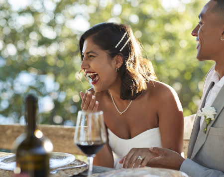 Bride laughing