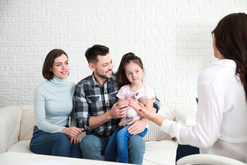 Family attends therapy session