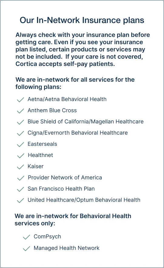 In-network insurance - Concord, Marin