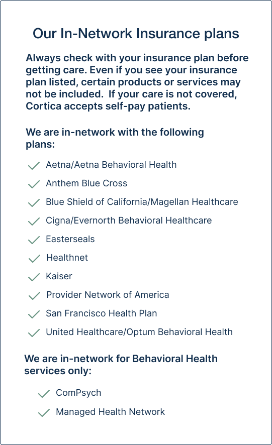 In-network insurance - Concord, Marin