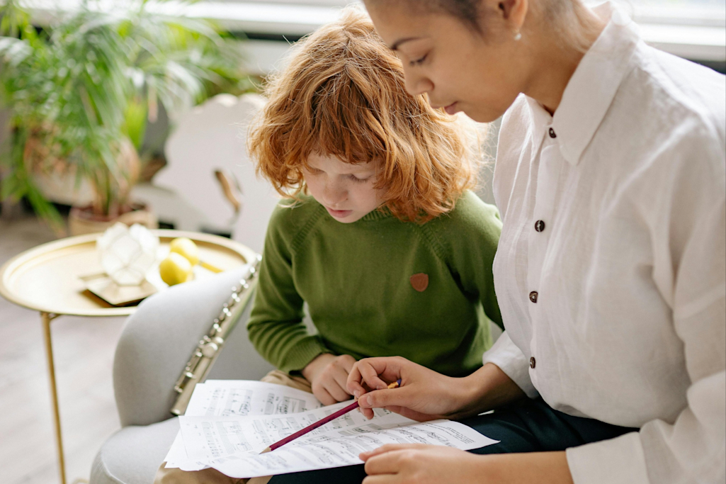 Reading music to a child